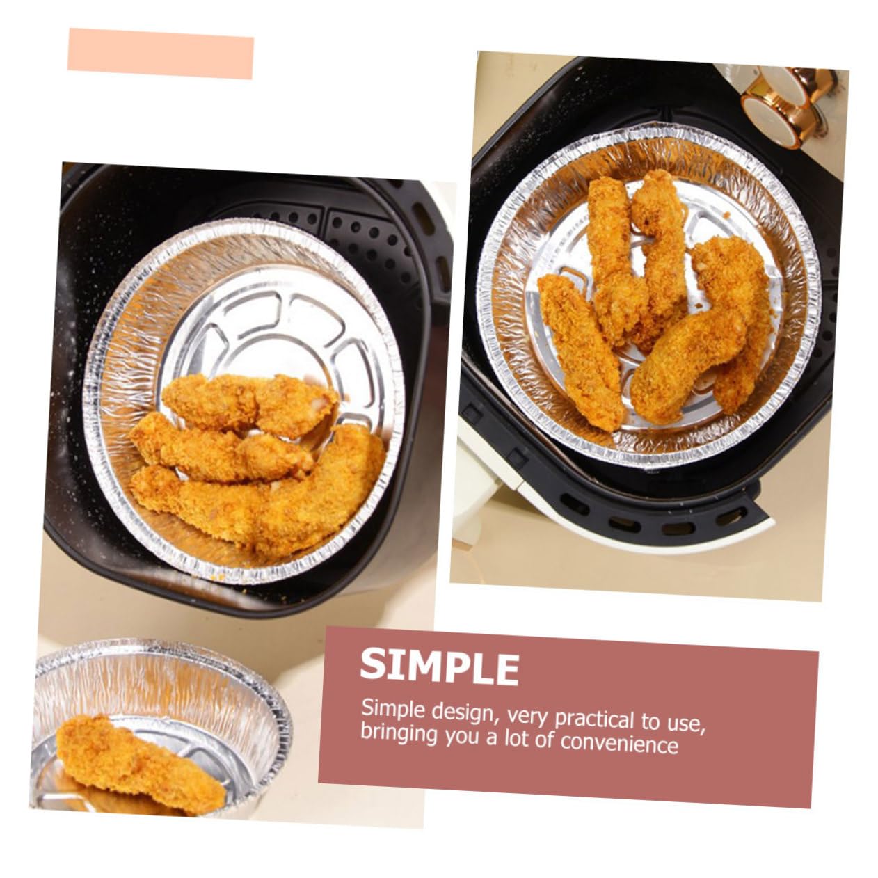 IMIKEYA Set di 4 padelle ad aria mini barbecue contenitori per torte con coperchio contenitori per alimenti e lattine rotonde per cuocere mini friggitrice argento, foglio di alluminio, 20 pezzi x 4