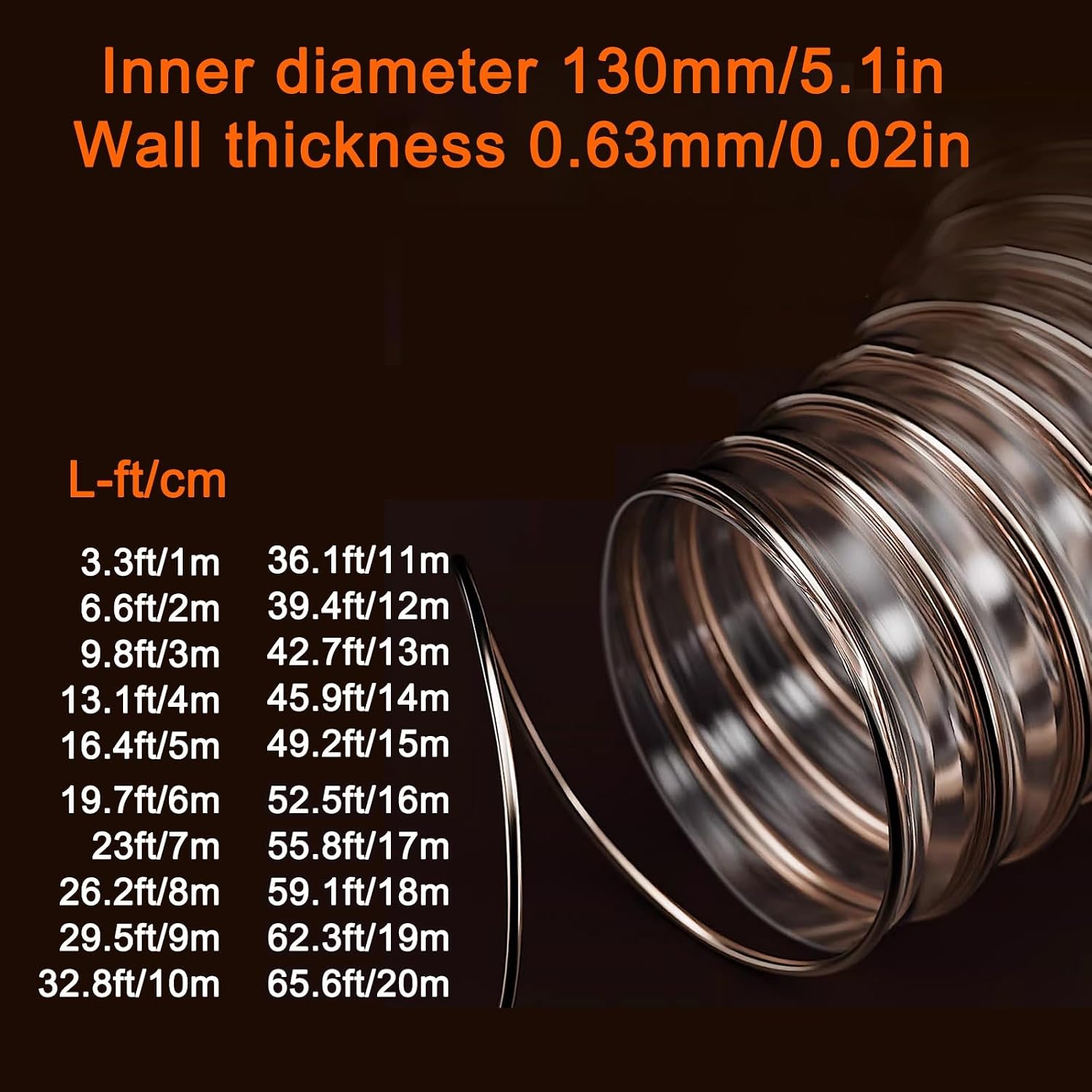 Vacuum Hose, Steel Wire Corrugated Hose, Transparent, High/Low Temperature Resistant, Suitable for Food Industry and Engraving Machines