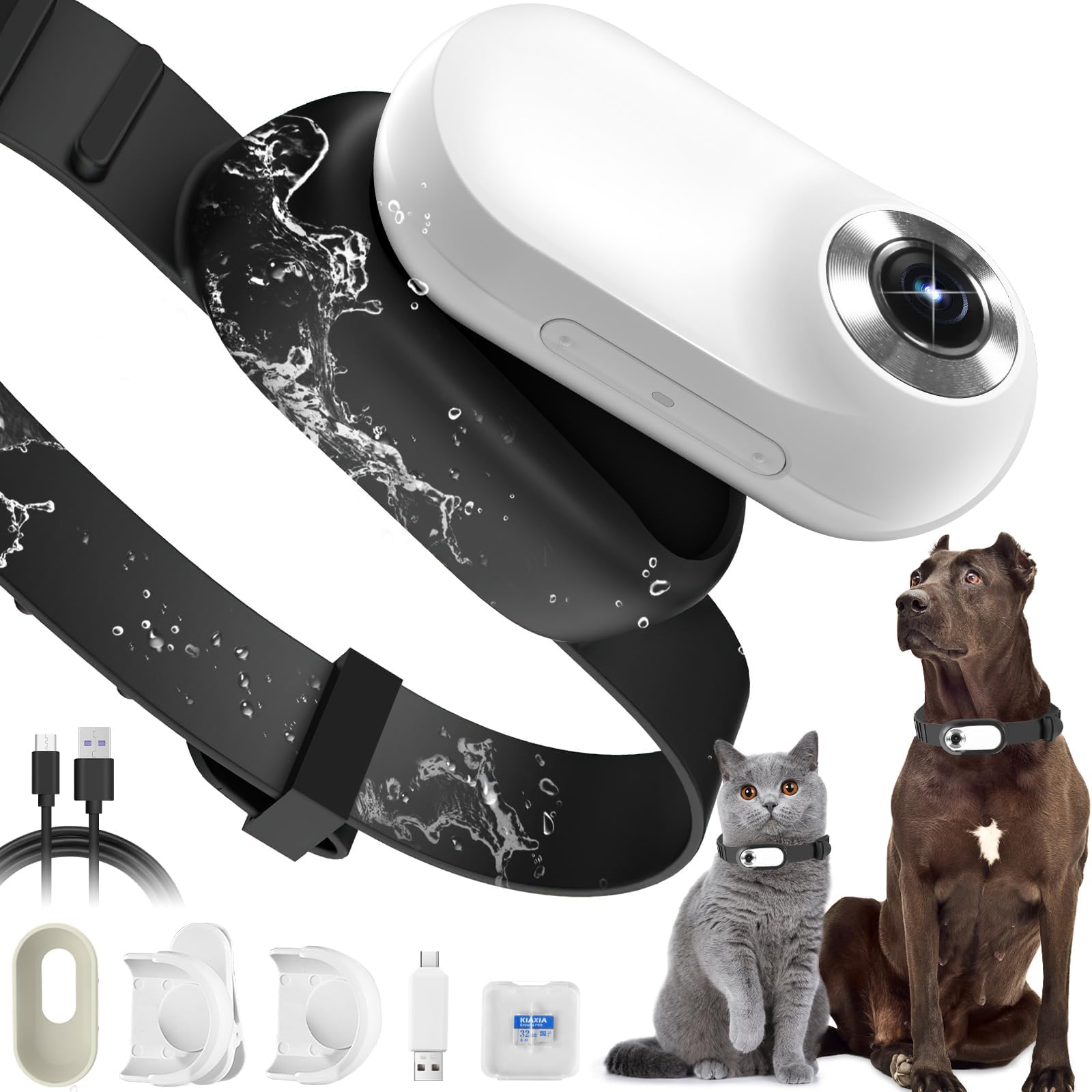 HD 1080P Dog Tracker Collar, No WiFi Needed Cat Collars