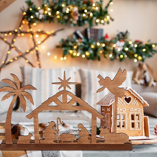 Miniatura 6 de Belén - Juego de madera para interiores, figura pintada a mano de madera, decoración de Navidad, decoración de mesa de madera, decoración navideña