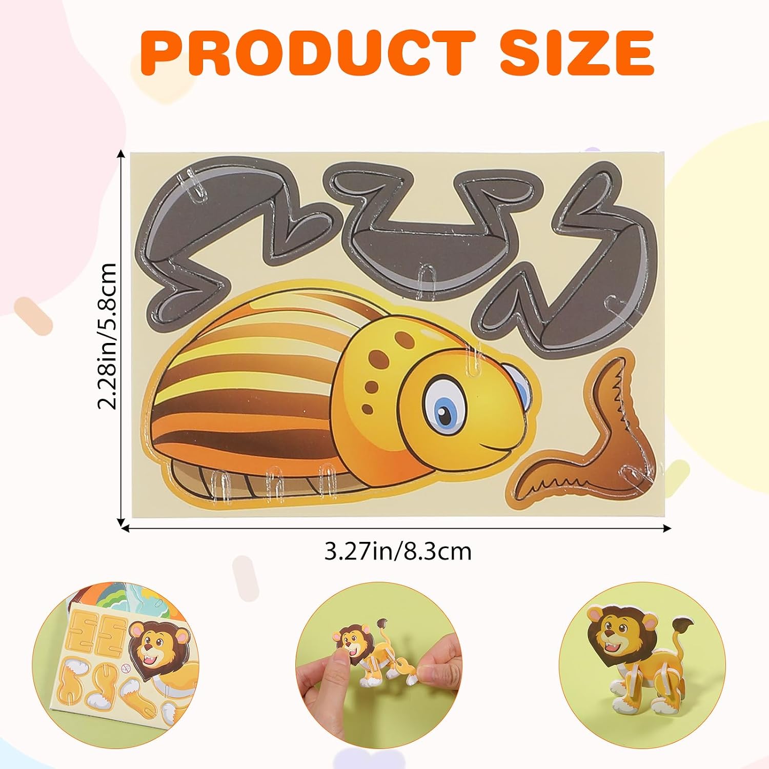 50 Pcs 3D Cartoon Puzzles Educational 3D Cartoon Puzzle for Kids image 2