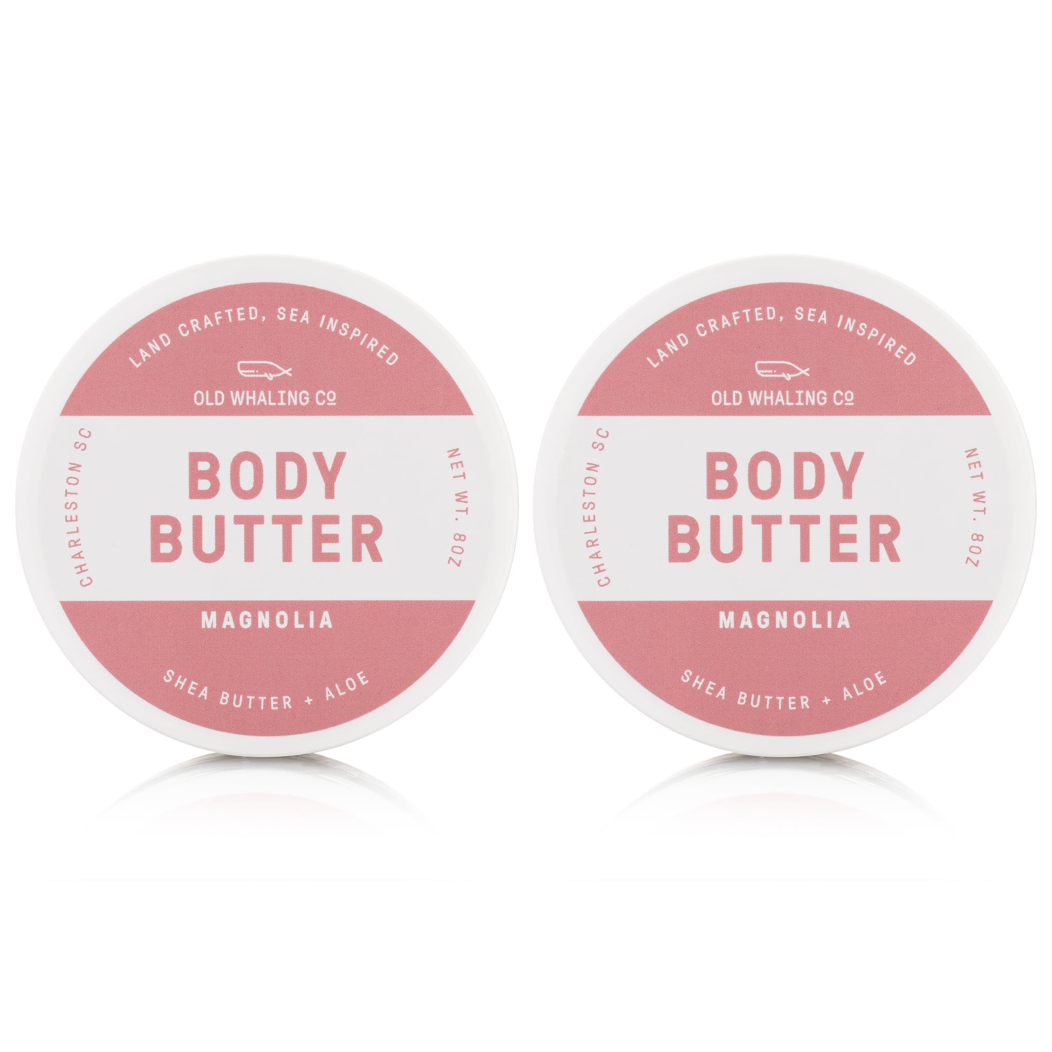 Old Whaling Co Magnolia Body Butter 2 Pack – Soothing Cream with Shea Butter, Aloe and Sunflower Oil – Magnolia Blossom and Sweet Peony Scent, 8 oz