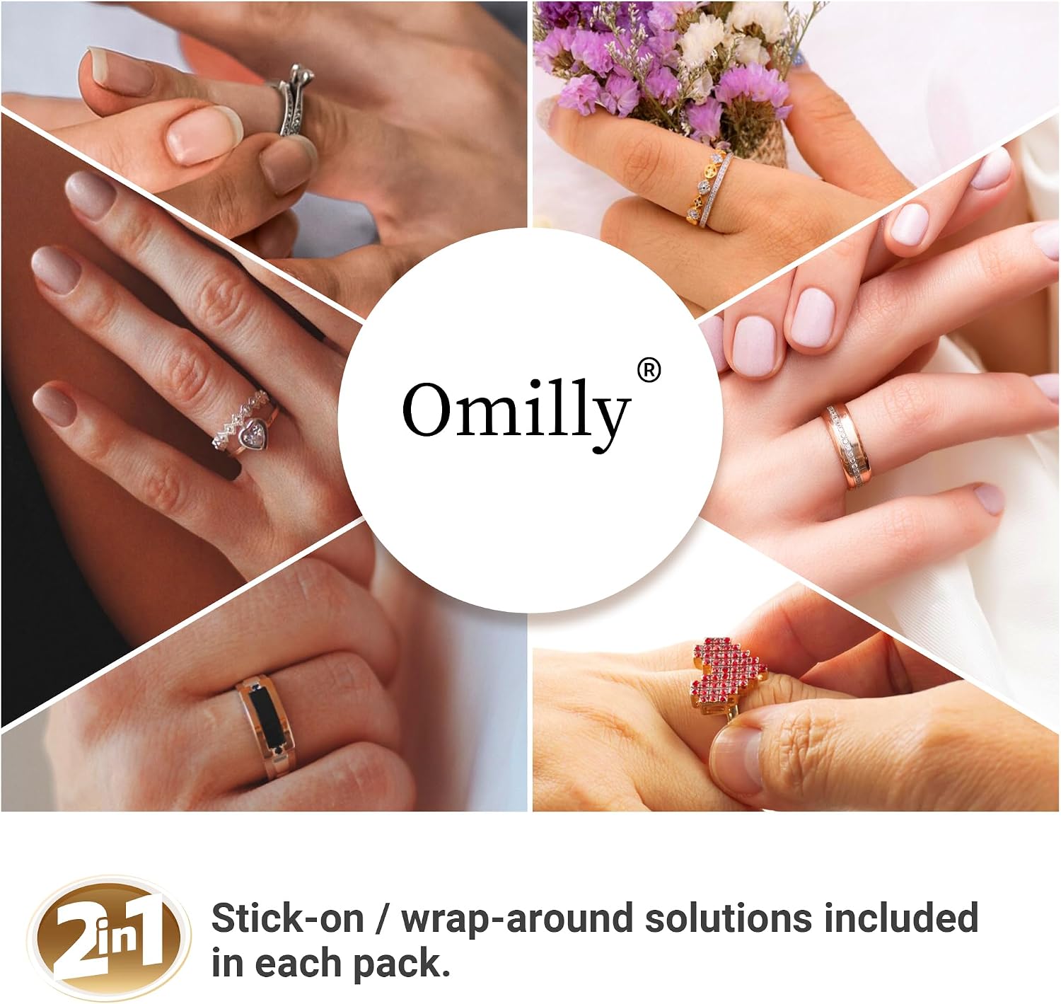 Ring Sizer Adjuster for Loose Rings - 60 Piece Invisible Resizing Kit, 2 Styles (Spiral Coils & Sizing Strips) for Women & Men, Fits Ring Widths 1-10mm, Ring Guard Resizer for Easy Sizing