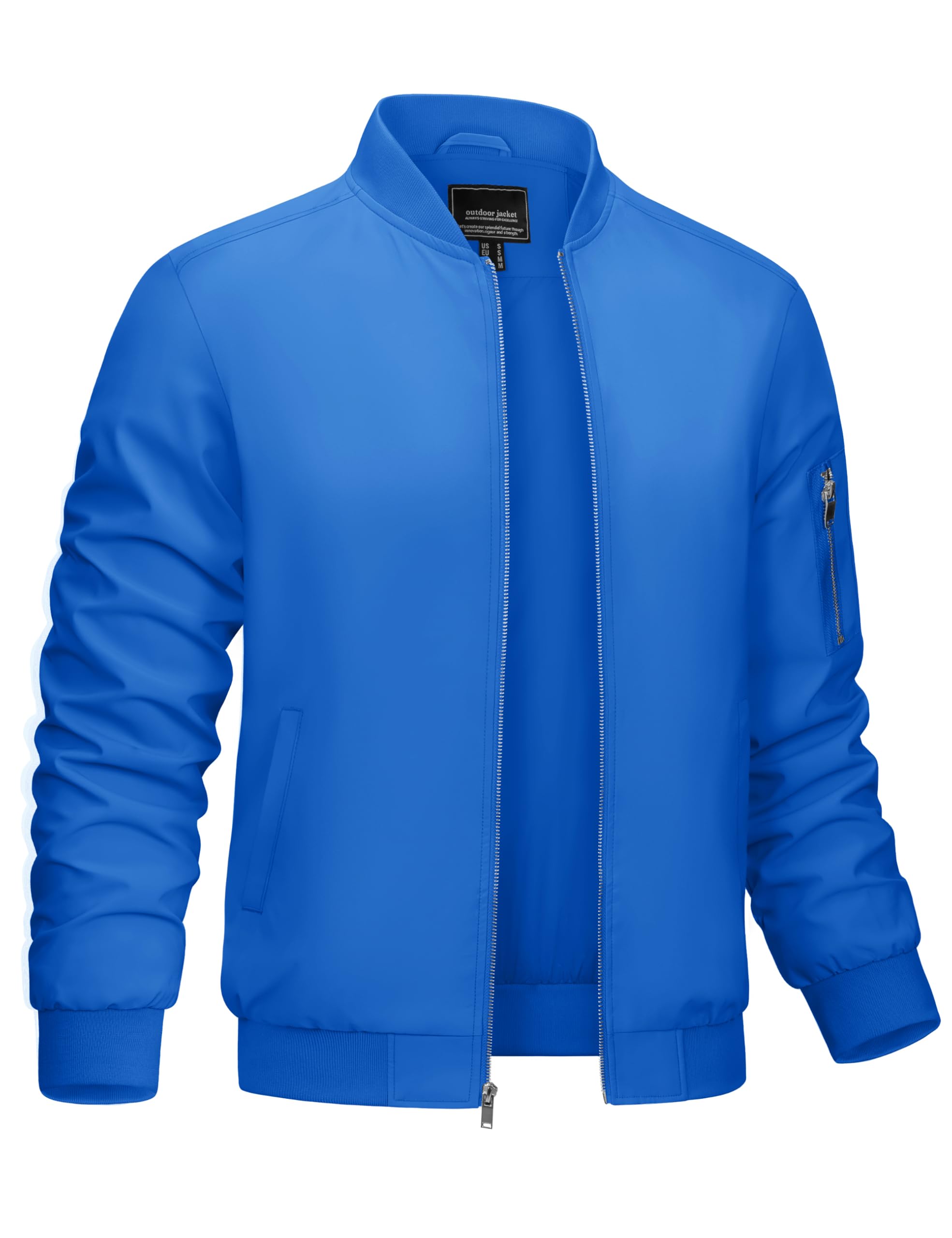 CRYSULLY Men's Bomber Jacket Lightweight Spring Fall Casual Windbreaker Full Zip Outwear Coat