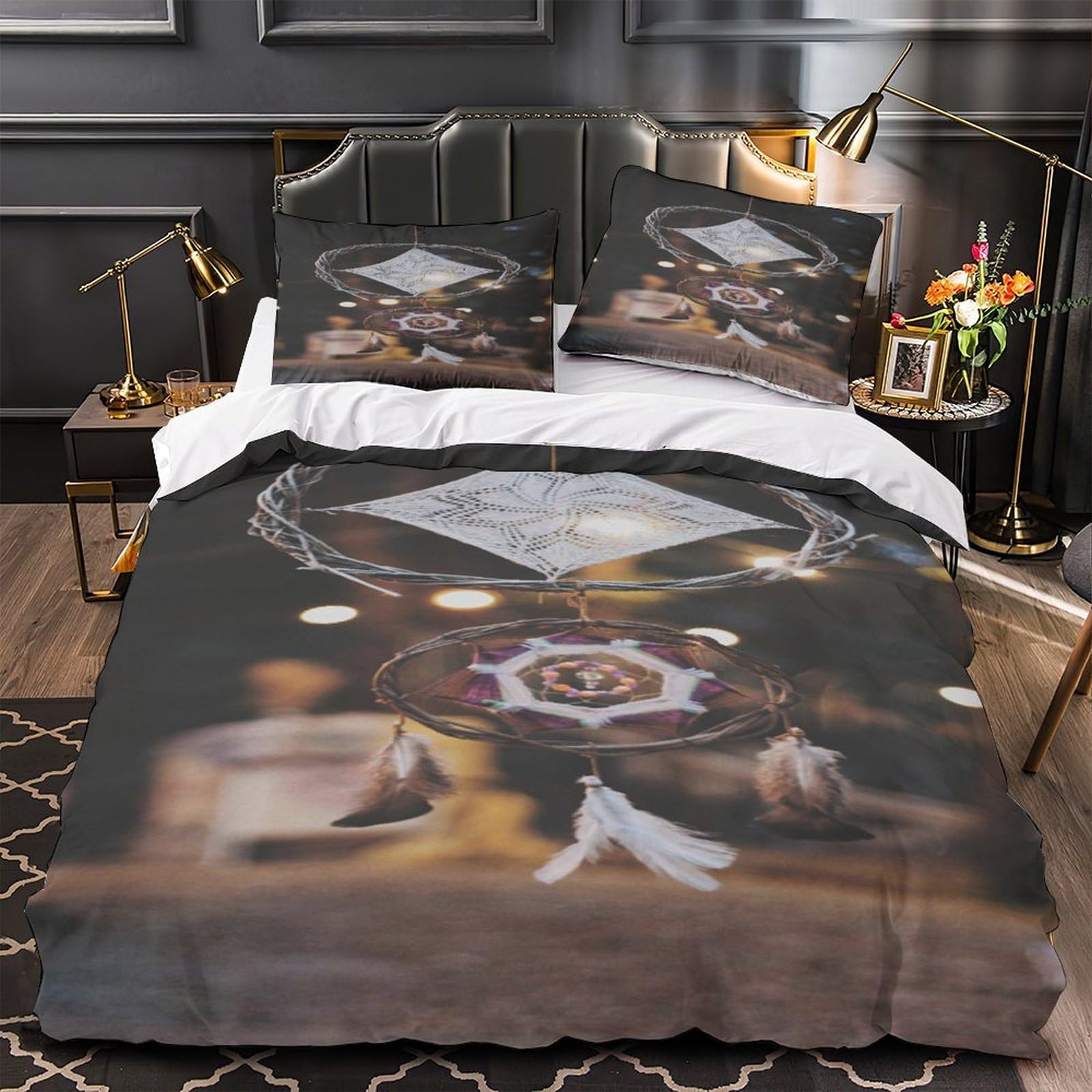 Housse de couette triangles bleus 3d hypoallergique pour stopper les allergies nocturnes des enfants