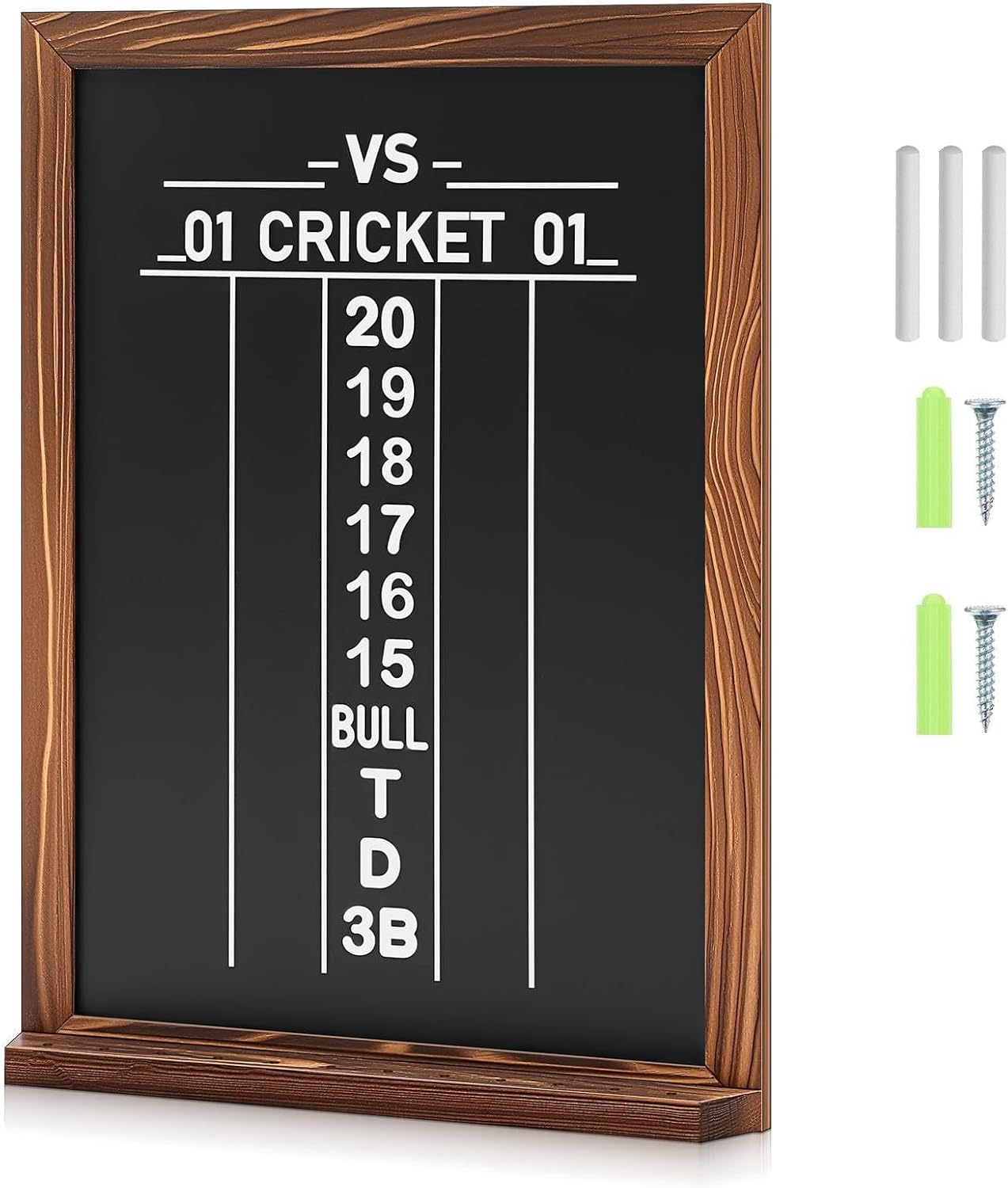 VioraWhite Dart Scoreboard for Cricket and 01 Darts Games Darts Holder Wall Mount Wood Dartboard Accessories for Cricket and 01 Dart Games with Marker