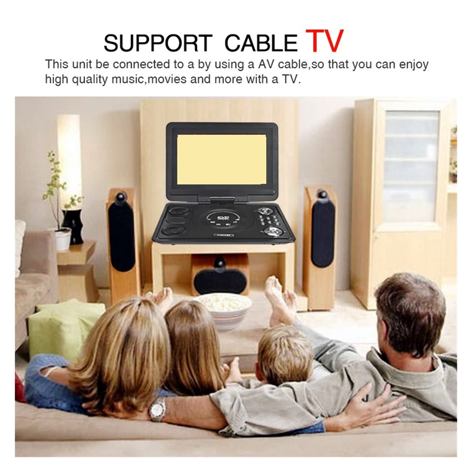 Reproductor de DVD portátil, Reproductor de DVD portátil HD 13 Pulgadas Reproductor Multimedia Digital móvil TV EVD Radio MPEG MPEG4 VCD Tarjeta SD U Disk Play