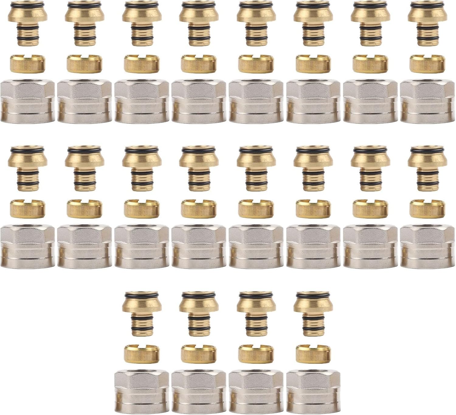 Underfloor Heating Manifold Connector Fitting Set, 1-20, 16mm Nickel Plated for strong, secure plumbing connections in residential and commercial systems