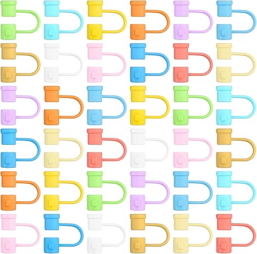 Bouiexye Juego de 36 fundas de silicona para popotes a prueba de polvo, para pajitas de 0.315 a 0.315 pulgadas, reutilizables, divertidas