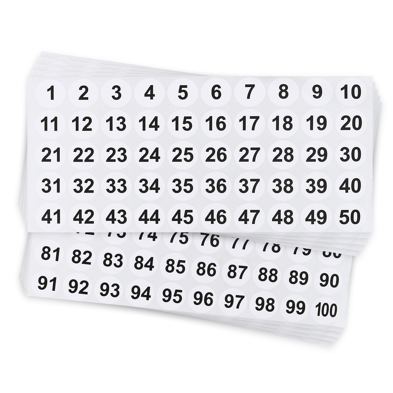 PATIKIL 1 Inch Consecutive Number Stickers, 5 Set 1 to 100 Waterproof Self-Adhesive Decal for Inventory, Storage Organization, Boxes, Bins, Toolbox, Lockers, White