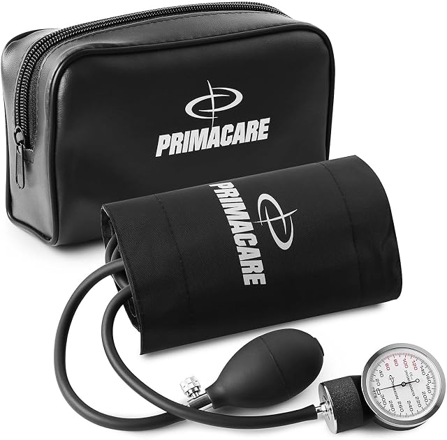 Primacare DS-9193 Classic Series Large Adult Size Professional Blood Pressure Kit with Aneroid Sphygmomanometer, Latex Free Inflation System BP Kit with Nylon Cuff