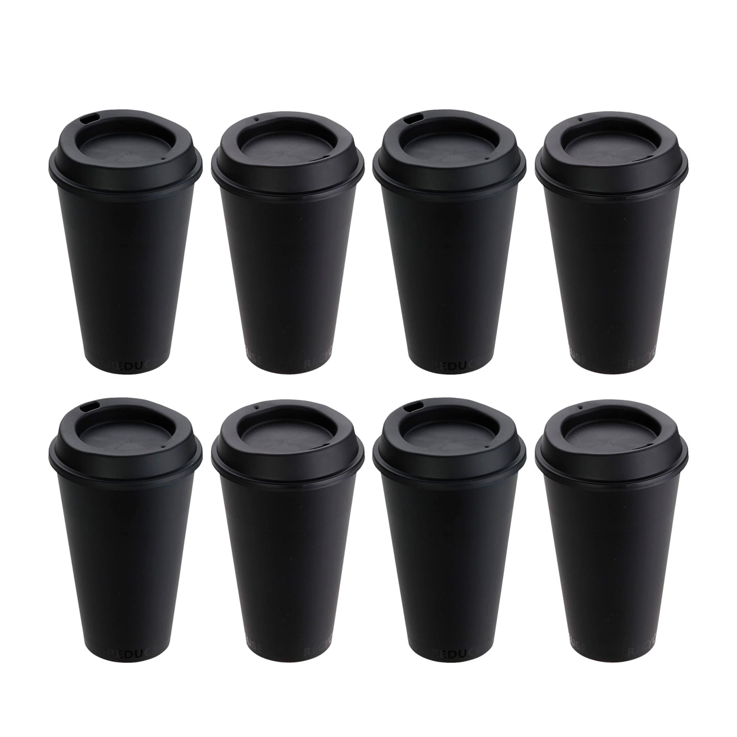 Reusable Coffee Cups With Lids - Travel To-Go Hot Cups, Plastic, Made in The USA (8)