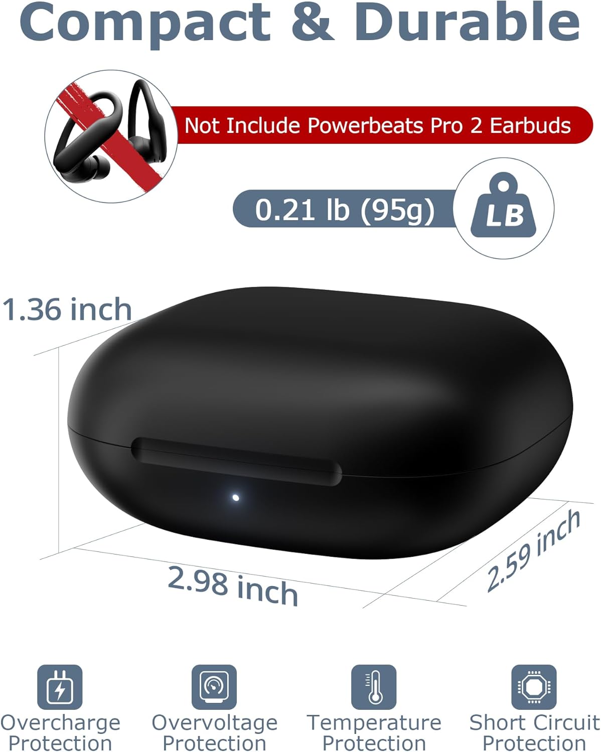 Charging Case Replacement Compatible with Powerbeats Pro 2-600mAh Battery Portable Wireless Charger Case with Bluetooth Pairing - Image 2