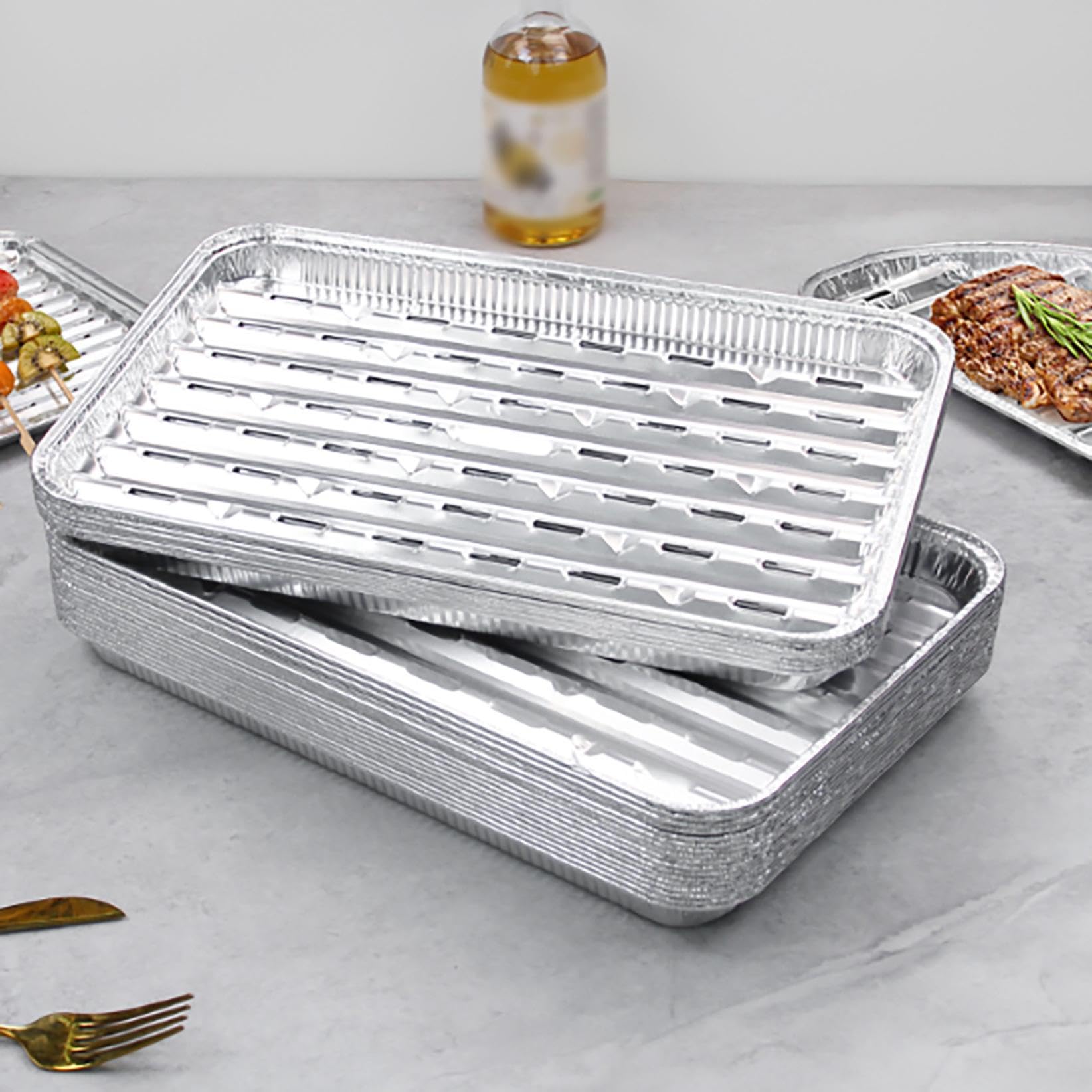 Aluminum Baking Pans, Disposable 9x13 Aluminum Foil Baking Pan Oven Heavy Duty Grill Liner, Baking Pan For Outdoor Grilling For Baking Cooking Preparing Food Cake and Heating (20pcs)