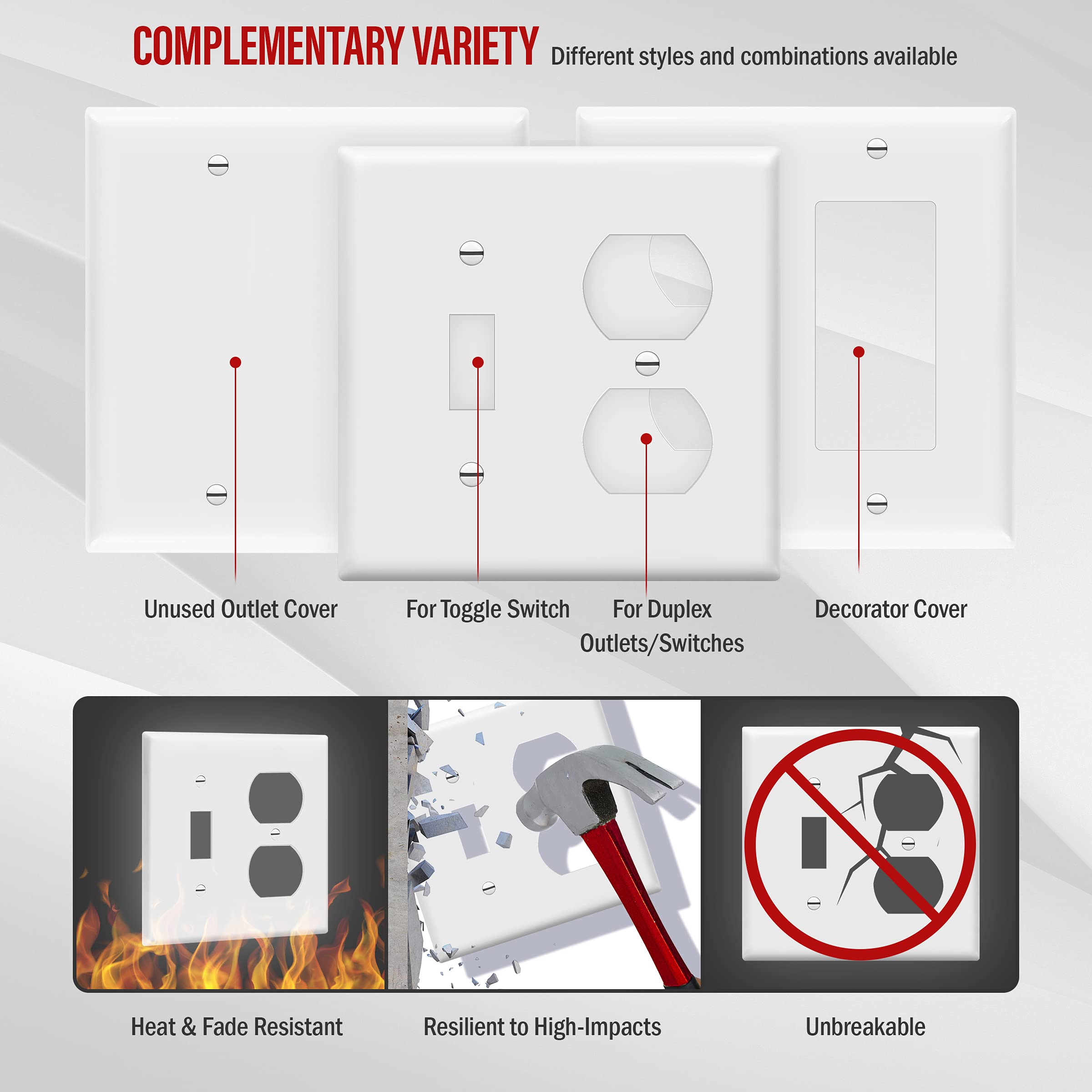 ENERLITES Wall Plate - Durable Outlet & Switch Cover -6