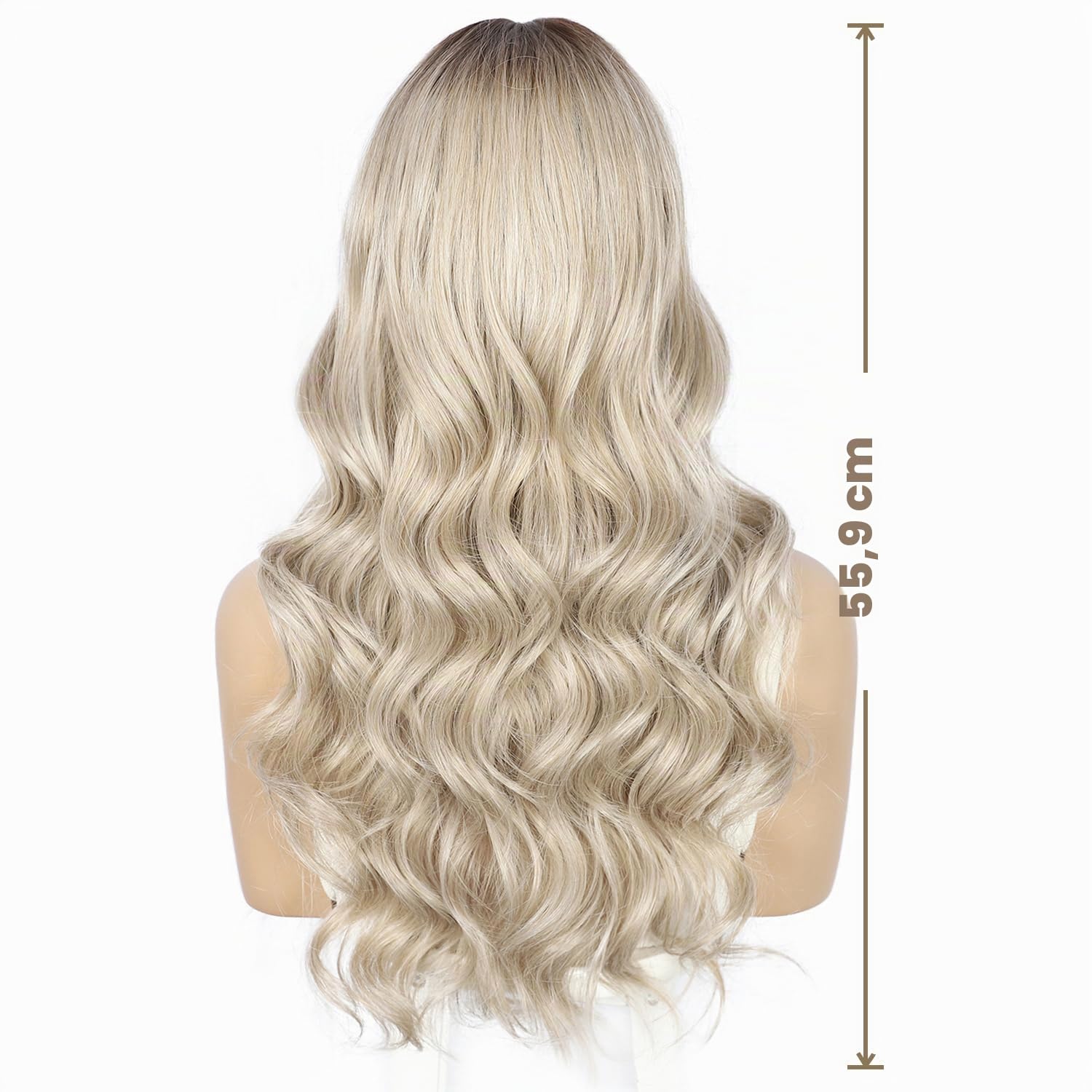 Sapphirewigs Perücke Blonde Lace Front 13x4 Blonde Synthetische Perücken Körper Welle Lace Front Haare Vorgezupfte Tägliche Wear Party Datum Weihnachten 22 inch