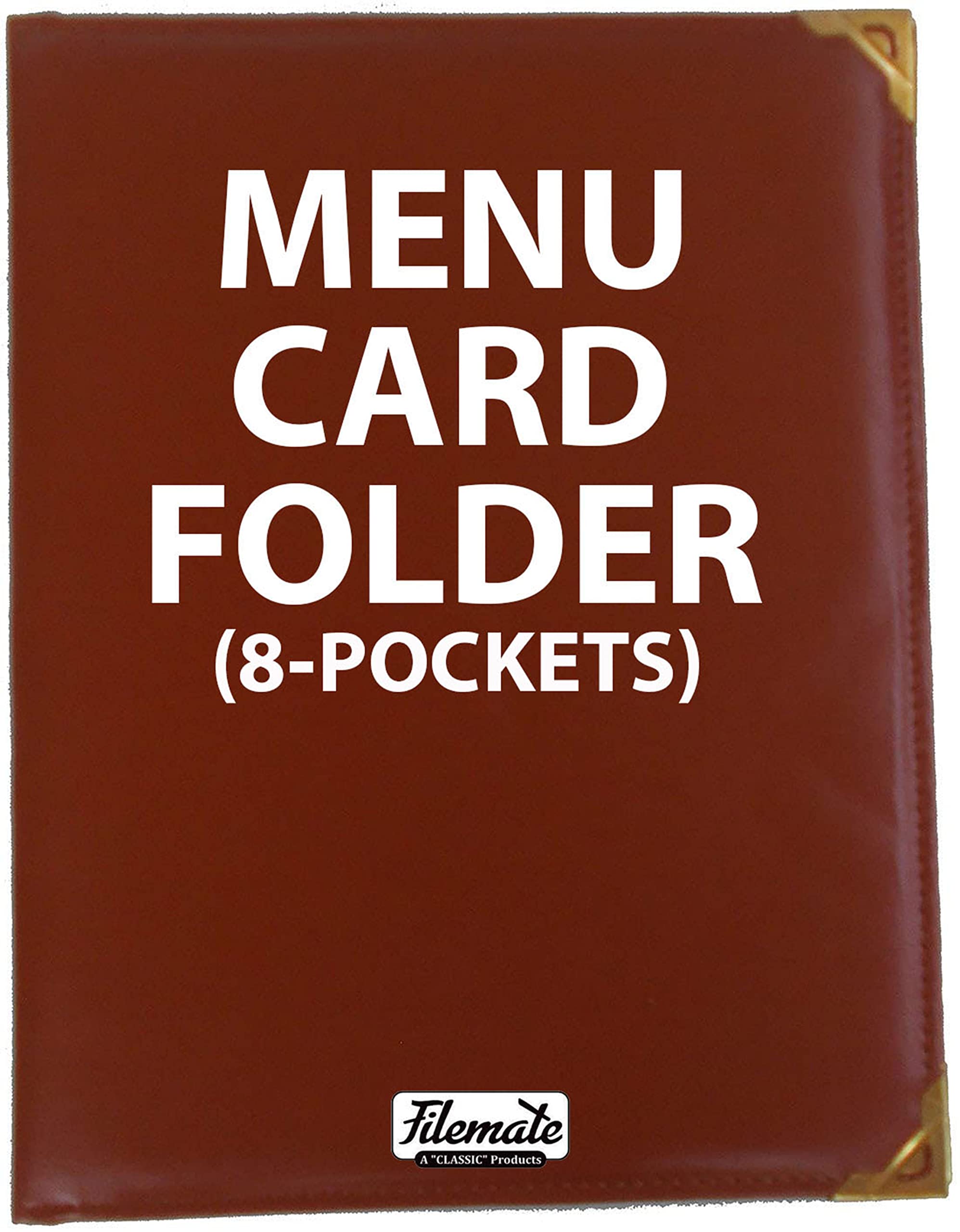 Filemate MENU CARD FOLDER (8-Pockets) / Holder for Restaurants or Hotels (A4 Size: 12.25 x 10 inch) (Tan Color)