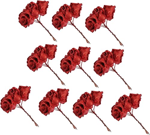Miniatura 10 de Zerodeko 50 piezas de rosas de simulación de cabeza de rosa, ramo de flores de boda, ramo de flores de princesa, rosas de seda, tallos de flores