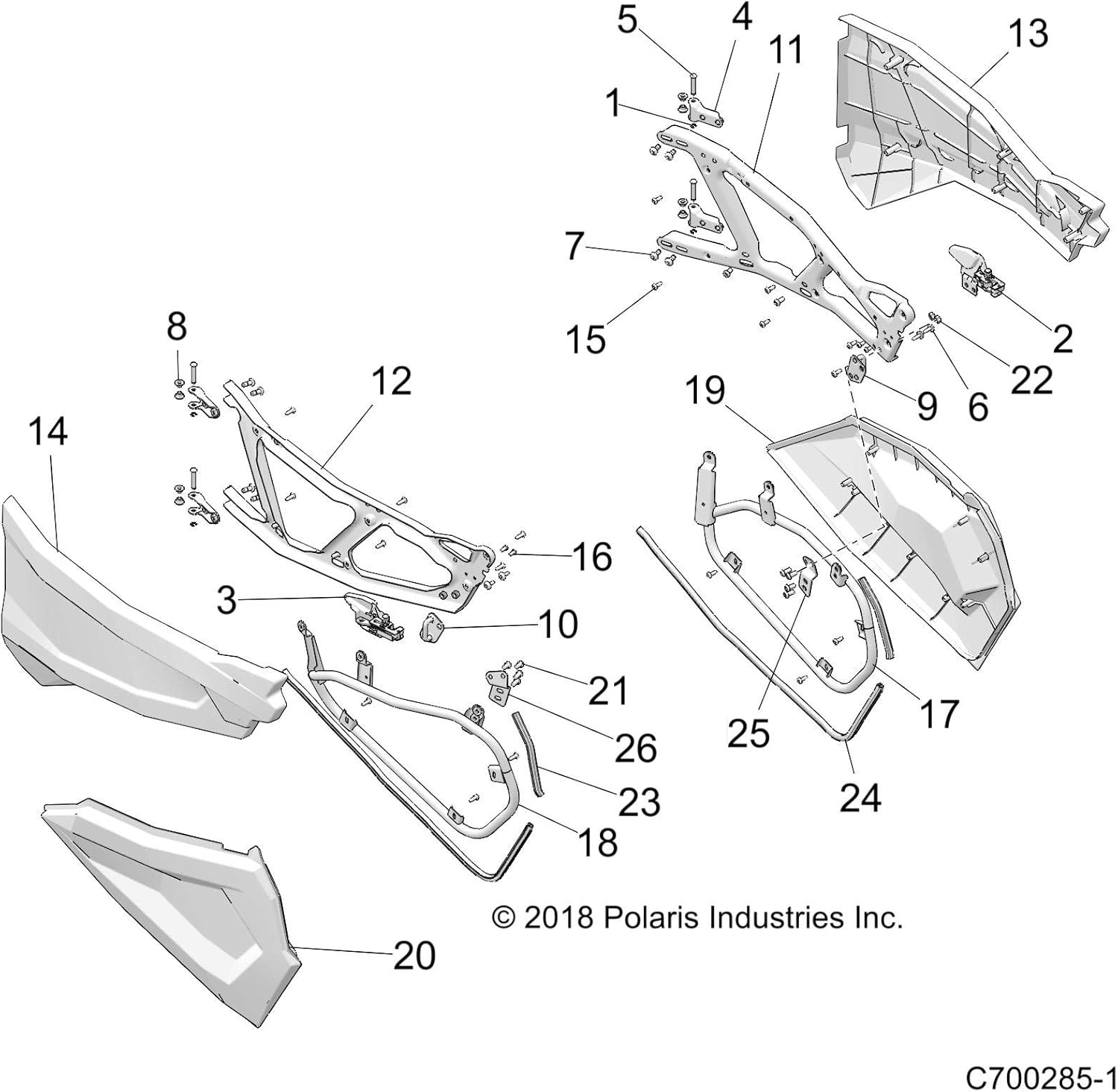 Polaris RZR Door Panel, Lower, Right, Plastic, Genuine OEM Part 5450617, Qty 1