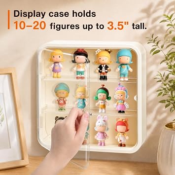 AVLA 2 Pack Display Case for Figures, 3 Tiers Clear Acrylic Doll Storage Box, Wall-Mounted Collectibles Display Stand, Minifigure Showcase with Magnetic Door for Mini Toys, Action Figures, Dust Proof