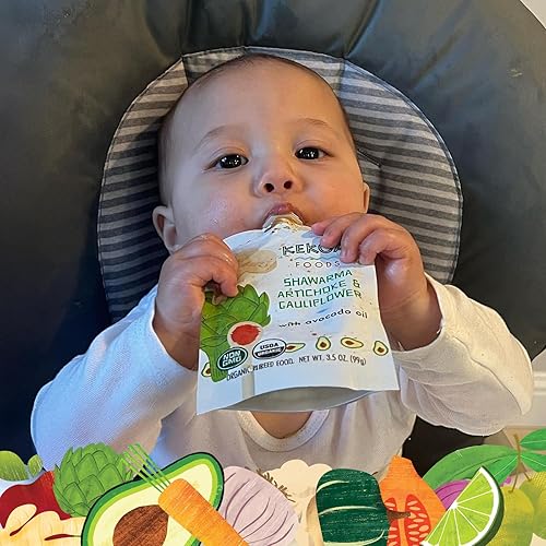 Miniatura 6 de Kekoa Foods Puré de comida vegetariana 100% orgánica para bebés, sin gluten, vegano, bolsa exprimible de 3.5 onzas (Shawarma, alcachofa y coliflor,