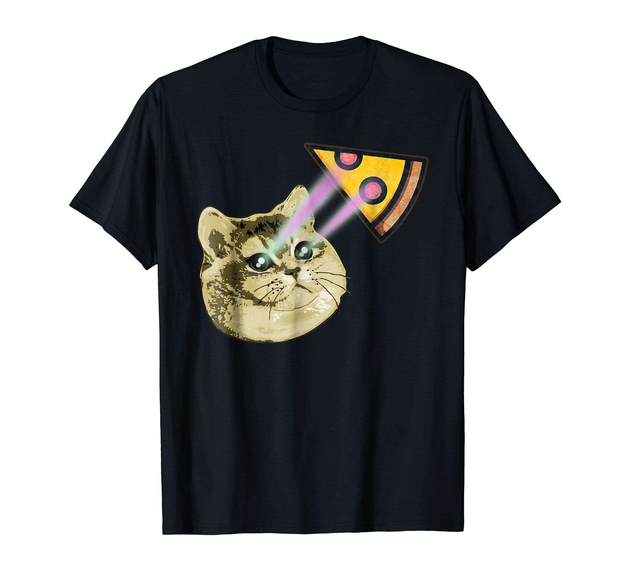 CATHeavy Breathing Cat Meme Laser Eyes Pizza T Shirt