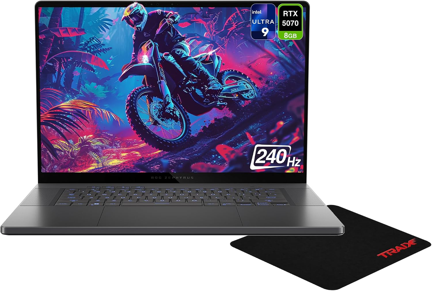 ROG Zephyrus G16 Gaming Laptop, Intel Ultra 9 285H, 16 GB LPDDR5X RAM, 1 TB PCIe SSD 16" 2.5K (2560x1600) 240Hz, NVIDIA G-Force RTX 5070, Backlit Keyboard, W11 Home, Gray+Traix Mousepad