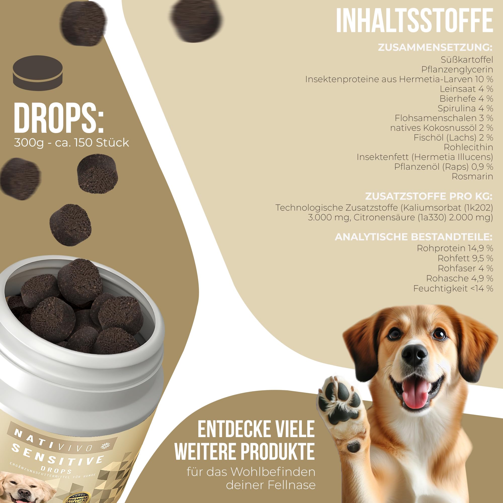 Probiotikum Complexe 120 comprimés + gouttes sensibles 300 g pour chiens sensibles
