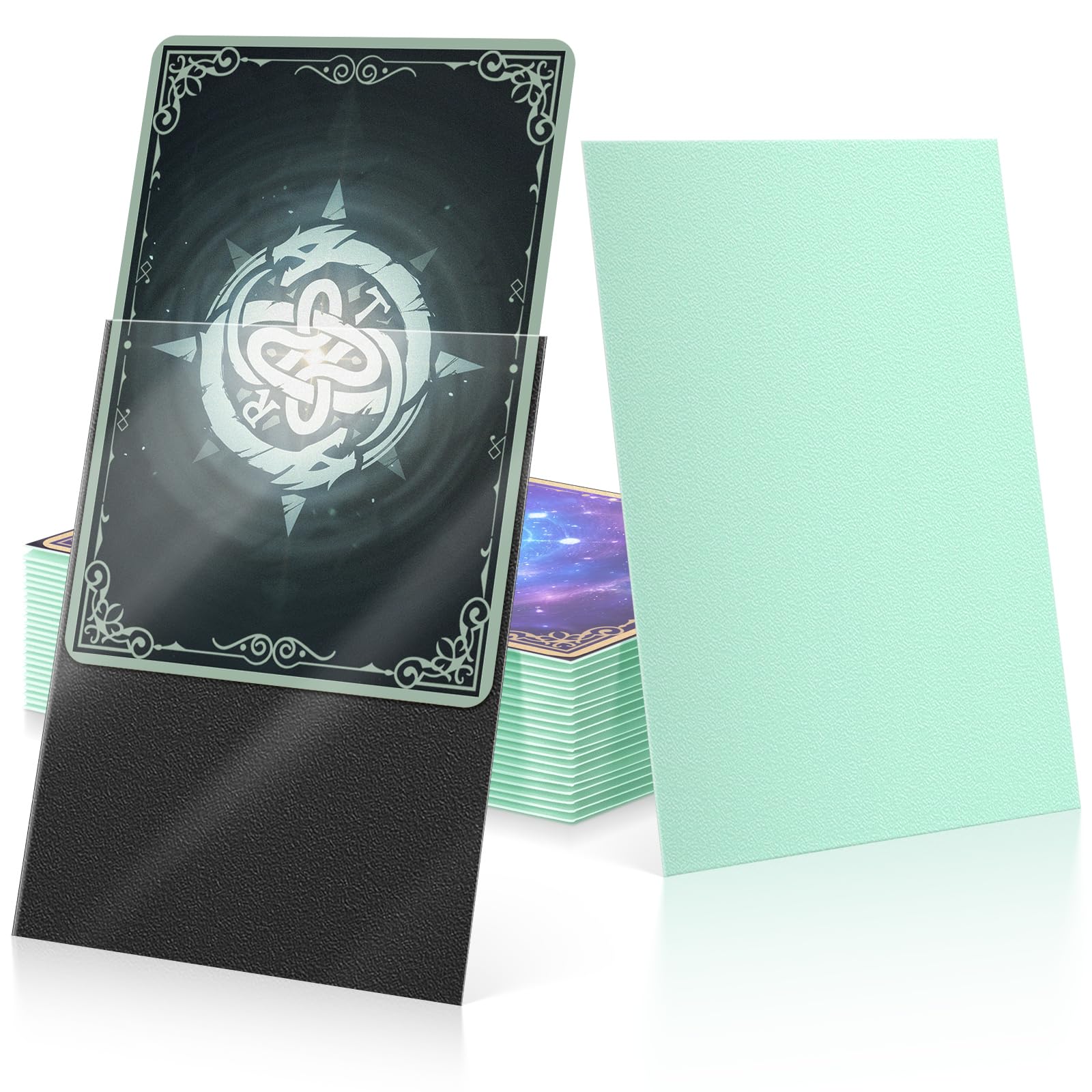 100 Pack Card Sleeves, Matte Dual Penny Trading Card Sleeves, Non-Transparent Back Soft Card Protector Sleeves for Sports, TCG, MTG and Standard Cards(Turquoise) โ image 1