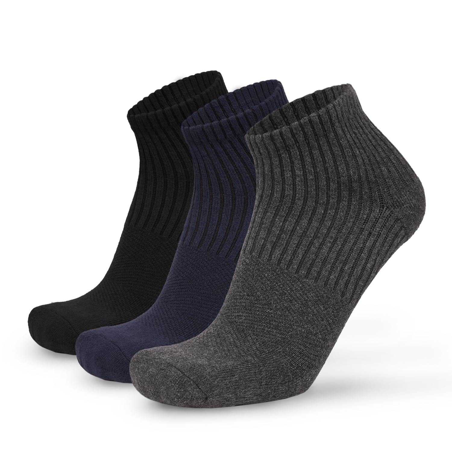 anchor Men’s Athletic Ankle Socks – Black Sport Socks with Cushioned Heel & Toe, Mesh for Ventilation, Full Ankle Soft Grip Support – Ideal for Walking, Jogging & Gym (Pack of 3)-picture-12
