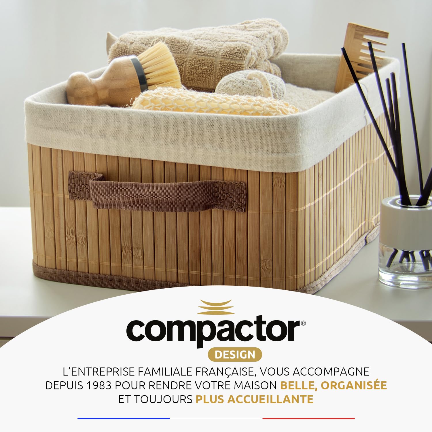 Compactor Panier à Linge Bambou Avec Sac Détachable - 45x35x60 Cm - Design Zen Spa Pour Salle De Bain