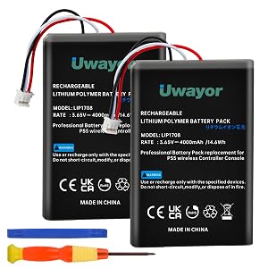 PS5 Controller Battery 4000mAh LIP1708 PS5 Battery Replacement 2 Pack for Sony PS5 PlayStation 5 DualSense CFI-ZCT1W Wireless