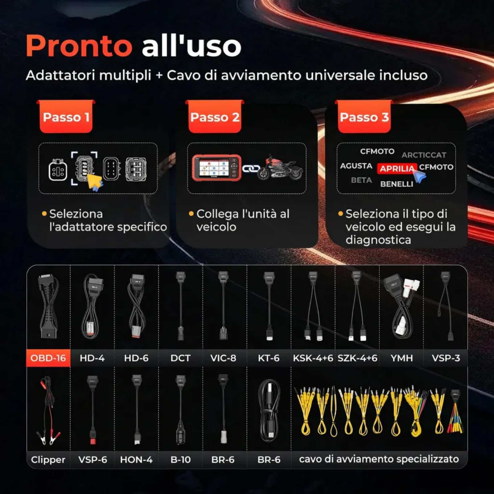 Launch CRP129 MT Pro Strumento di diagnostica per moto, test bidirezionale completo di tutti i sistemi OE, reset per Harley Honda Yamaha Kawasaki, 38+ marche, 11 lingue, 2 anni di aggiornamenti