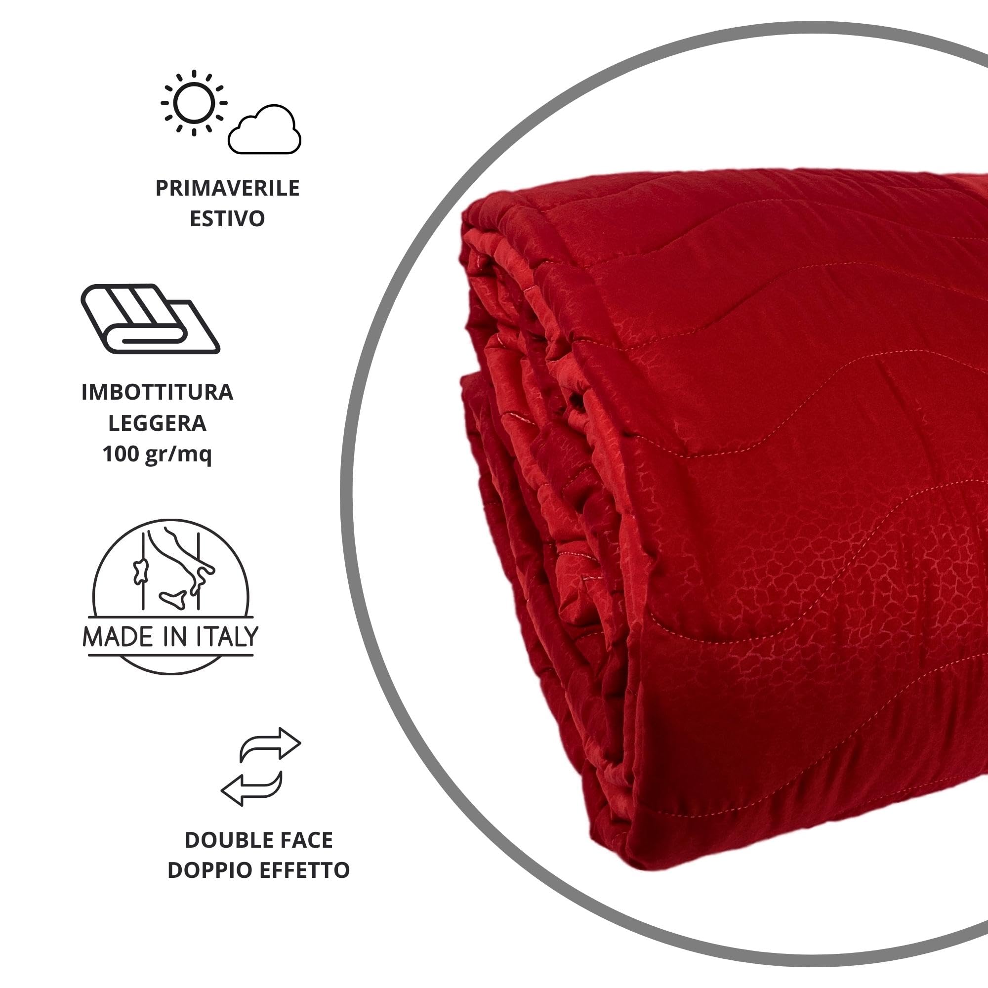 MAXIME MAISON - Copriletto Singolo Mezza Stagione (100 gr/mq) Trapuntino Singolo, Trapunta Letto Singolo Leggera e Double Face, Letto Mezza Stagione in Morbida Microfibra, Made in Italy