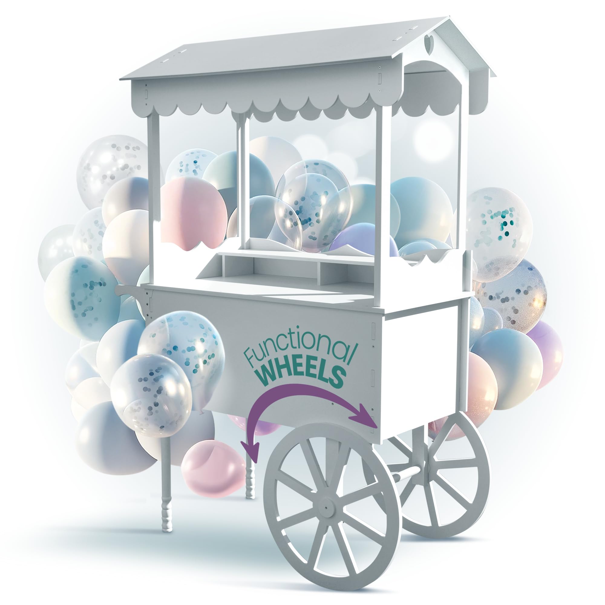 Photo 1 of DS THE DISPLAY STORE PVC Candy Cart with Wheels for Parties - Dessert Cart on Wheels for Wedding Baby Shower and Vendor Events
