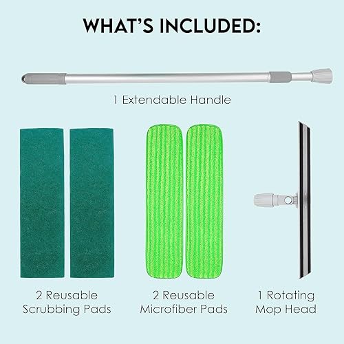 Miniatura 5 de Sistema de limpieza de piso de trapeador, trapeador de polvo de 18 pulgadas con 4 almohadillas reutilizables para madera dura y azulejos, cabezal de