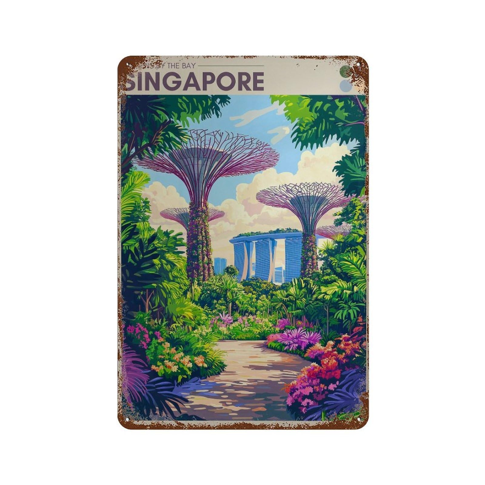 xiaoxiaoshen Singapore Gardens by The Bay Botanic Travel Wall Decor Art Metal Tin Poster Modern Home Decor Art Home Bar Shop Decorations Vintage Sign 30x20cm