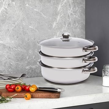 DYRABREST 3 Tier Multi Tier Layer Stainless Steel Steamers Pot For Cooking With Stackable Pan Stackable Pan Insert Lid, Three-layer Steamers, Food Steam, Vegetable Steamer Cooker, Steamer Cookware Pot