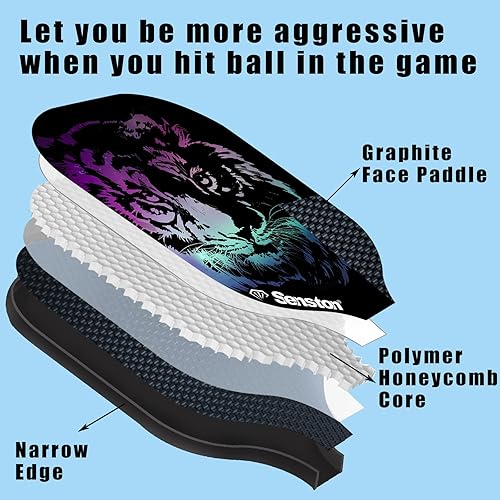 Miniatura 4 de Senston Juego de 4 o 2 palas de pickleball profesional, juego de pickleball de grafito profesional, núcleo compuesto de panal, bola de pepinillo