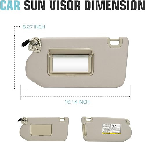 Miniatura 3 de Visera solar del lado izquierdo del conductor y del pasajero derecho con luz para Nissan Pathfinder 2013-2018, Infiniti QX60 2014-2017, Infiniti
