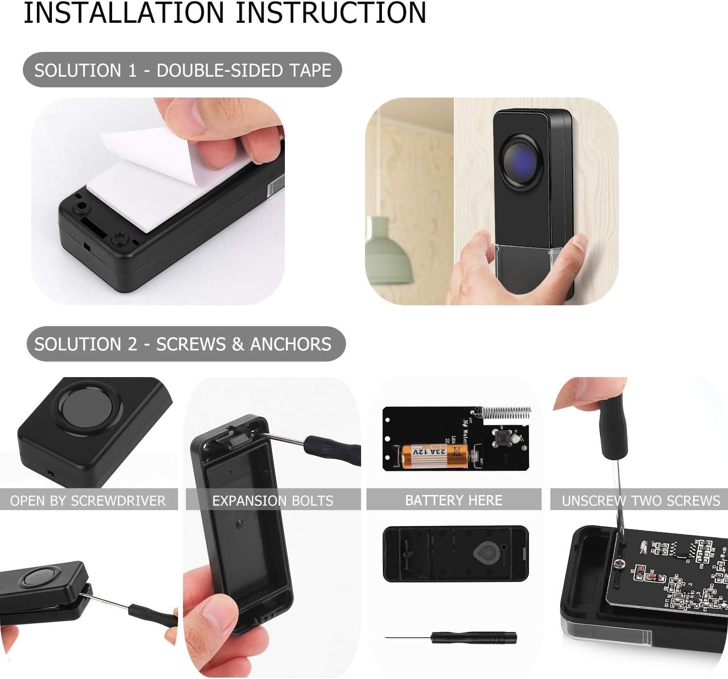 Wireless Doorbell, Coolqiya Door Bell Chimes Kit Alarm with 3 Plugin Receivers and 2 Remote Waterproof Push Buttons for Christmas Day Party, Operating Range Up to 1000 Feet, 58 Melodies, LED Flash - - 