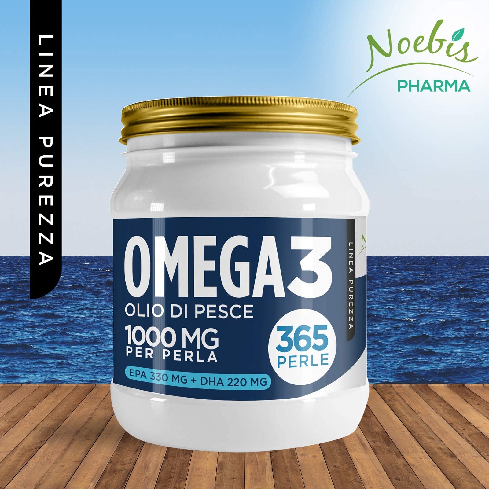 Omega 3-365 Perle Softgels - 1 Grammo di Olio di Pesce per 1 Perla Softgel - EPA 330 mg e DHA 220 mg - Acidi Grassi Essenziali Omega3 ad Alto Dosaggio - Puro Fish Oil