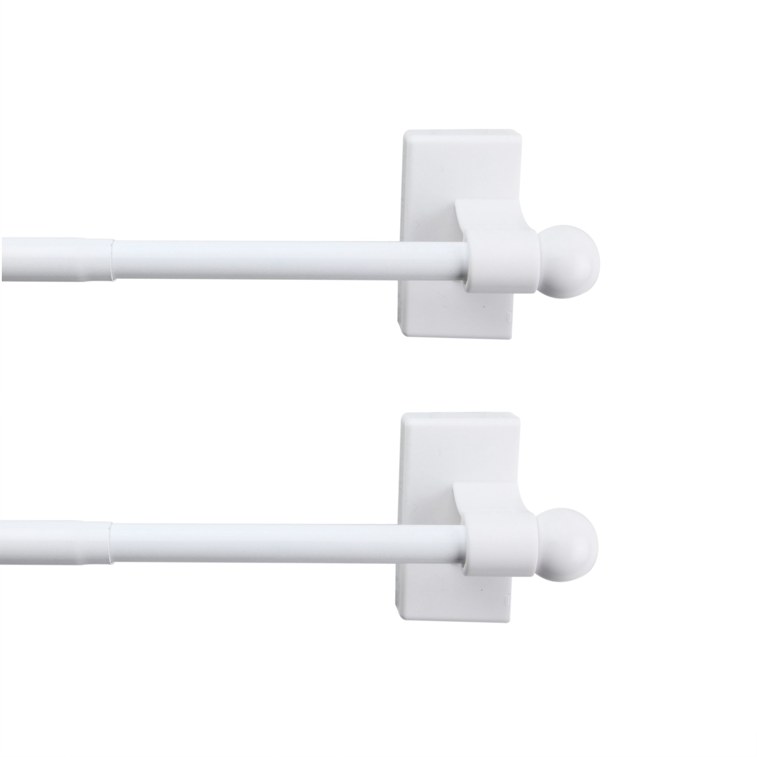 A&F Rod Décor - Magnetic Curtain Rod, 17-30 inch - White (Set of 2)