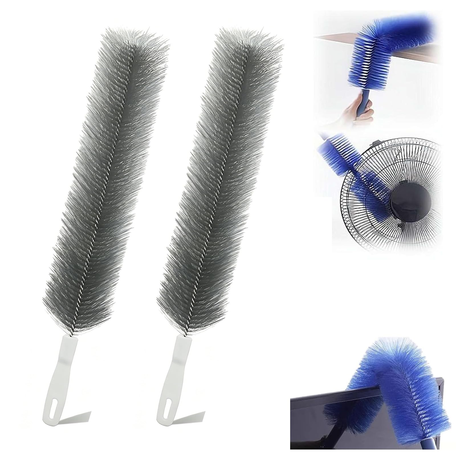 Flexible Fan Dusting Brush,Bendable Microfiber Head,Washable Cleaner