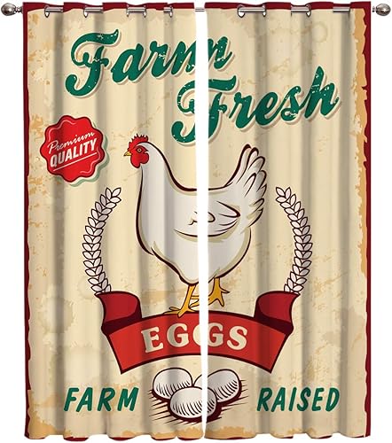 Miniatura 1 de FortuneHouse Blackout Curtains Thermal Insulated Farm Raised Hen Laying Eggs Solid Pattern Metal Grommet Elegant Room Drapes Window Curtain for