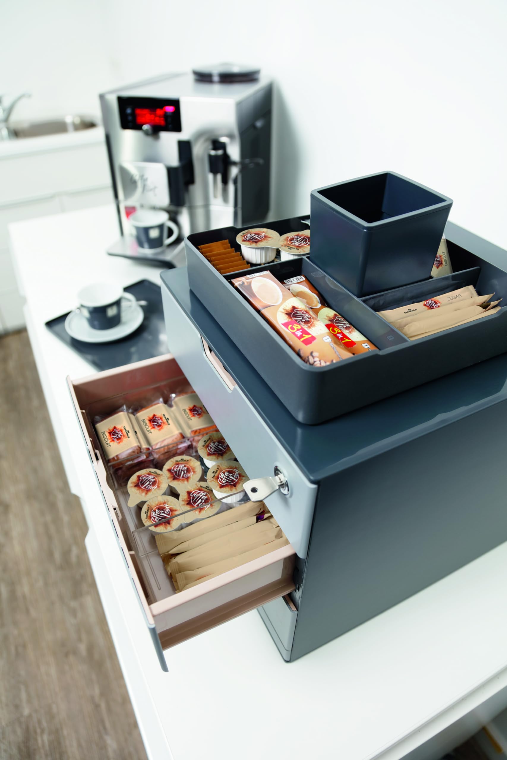 Durable 338419 Tacka z przegródkami Coffee Point Caddy, opak. 1 sztuka, przezroczysta.