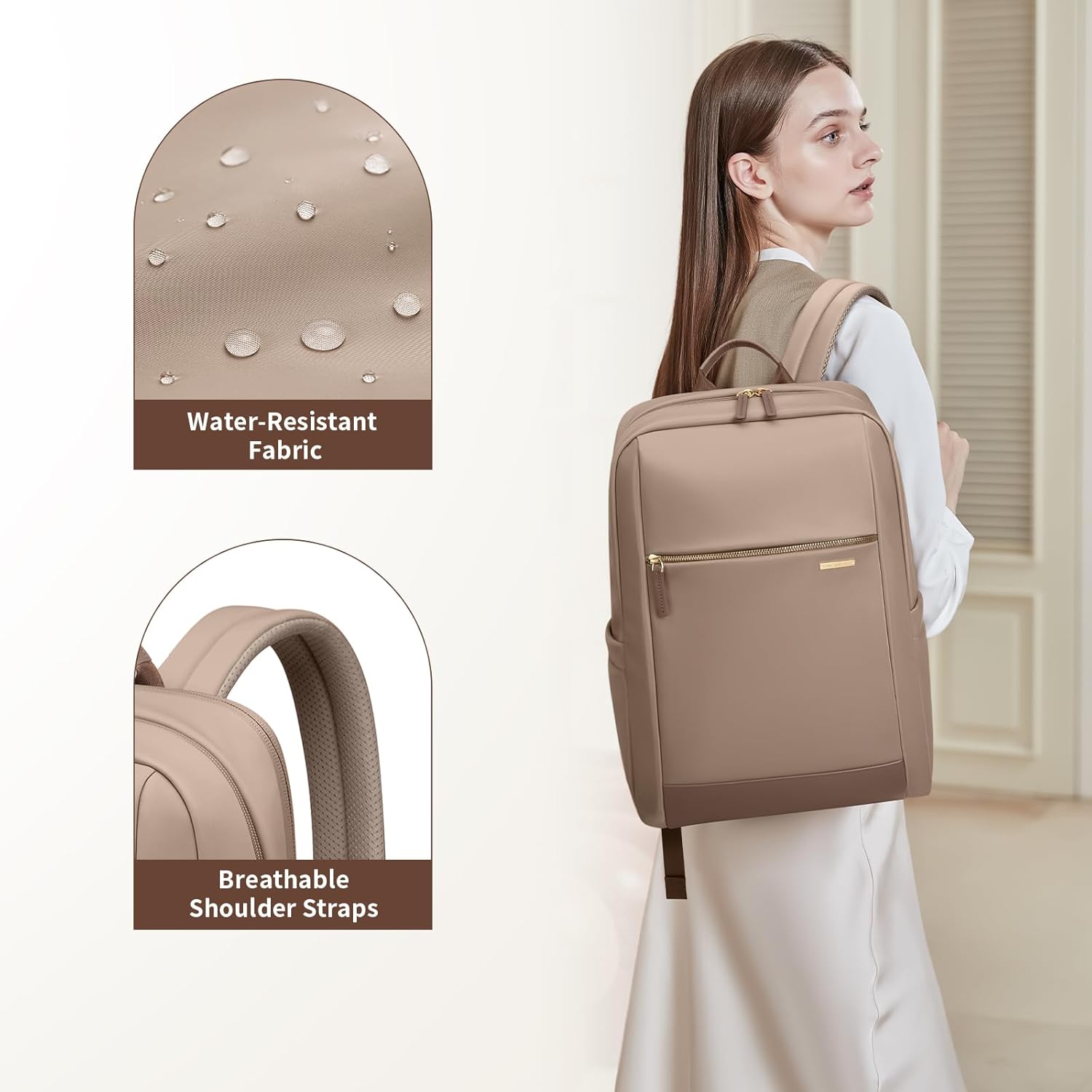 Laptop Backpack for Women - Business Travel Anti Theft Laptop Bag Backpack Water Resistant College Computer Backpacks for Men Women Fits 14Inch Notebook(Brown)