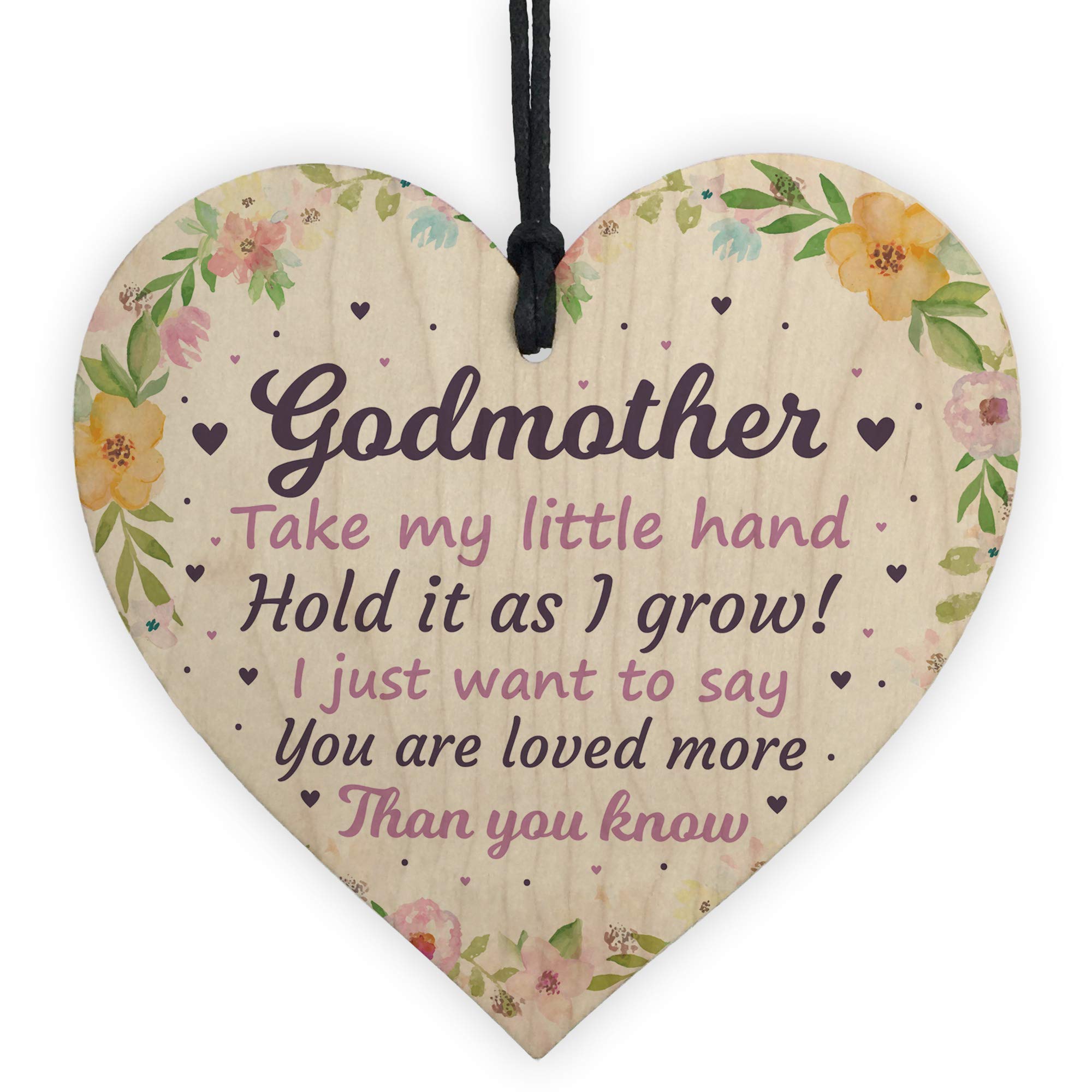 RED OCEAN Godmother Gifts Best Friend Wooden Heart Plaque Thank You Friendship Keepsake