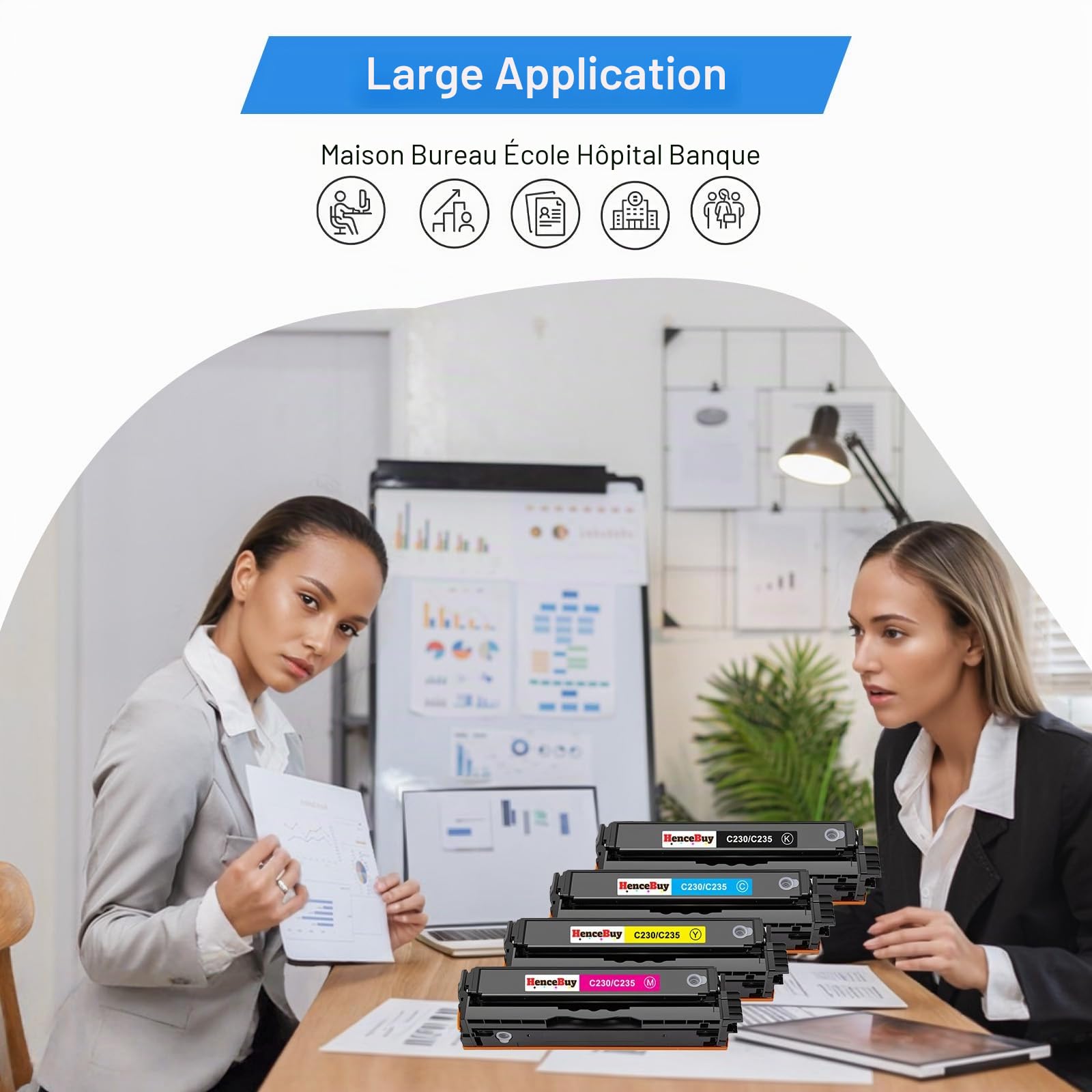 Cartouches de toner compatibles C230 C235 pour Xerox C235 C230 | Lot de 4 cartouches de toner pour Xerox C235 C230 C235DNI C230DNI C235/DNI C230/DNI - 006R04383 006R04384 006R04385 006R04386