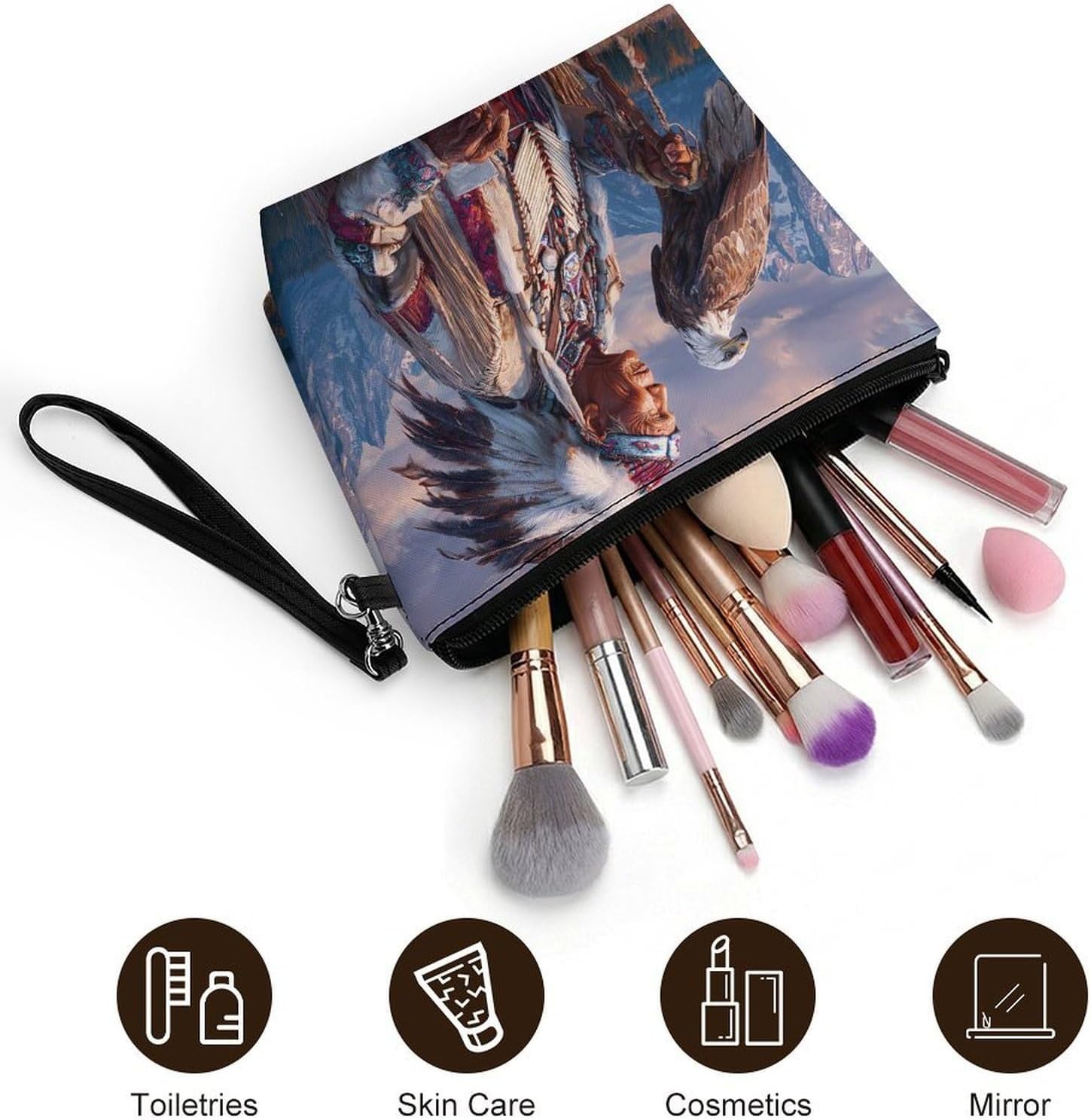 Native Indian Chief Women's Makeup Bag for Purse image 5